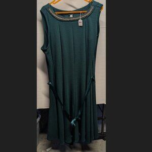 Haani Forest Green Dress with beaded trim size 3X